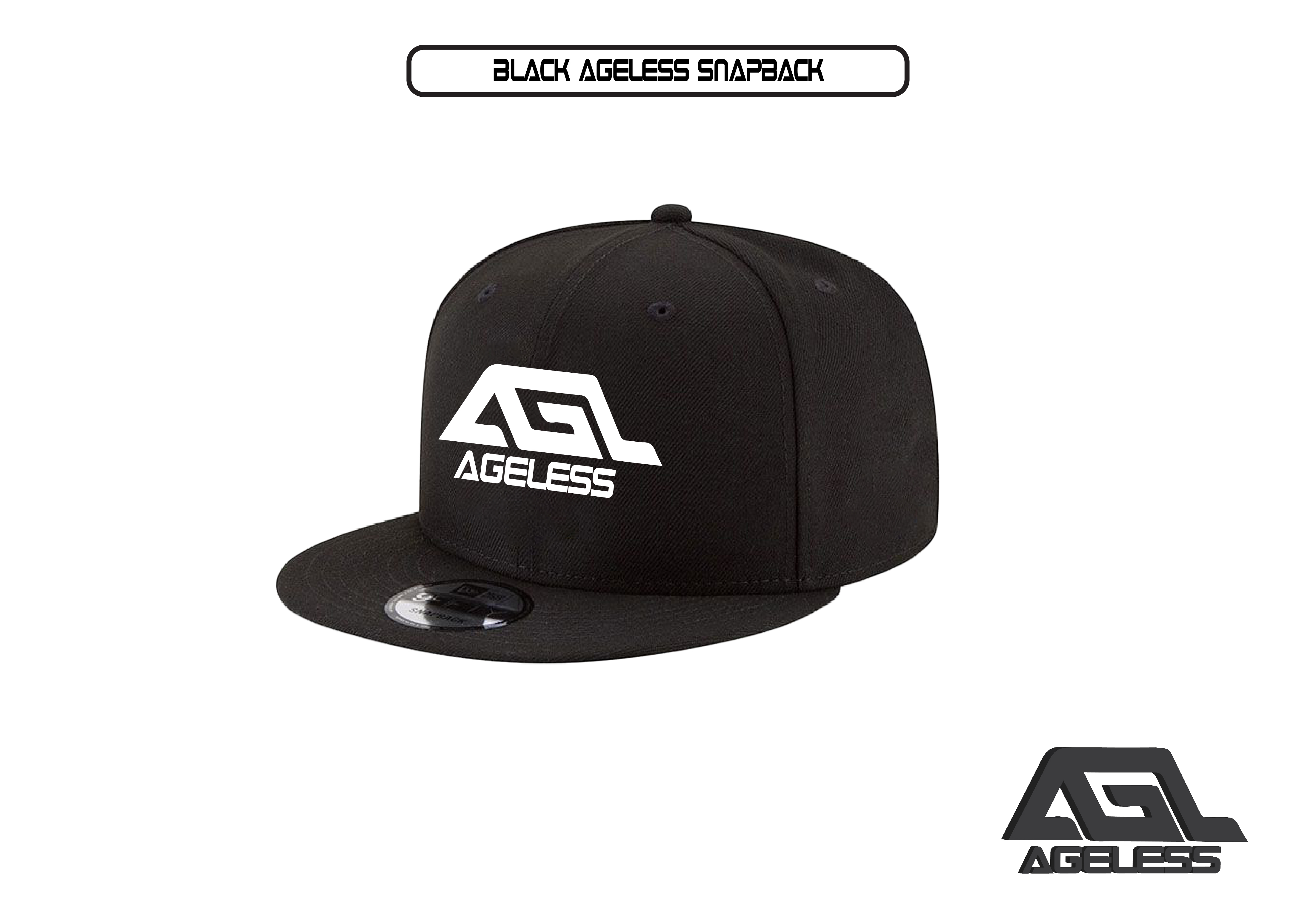 Black Ageless SnapBack Cap. 